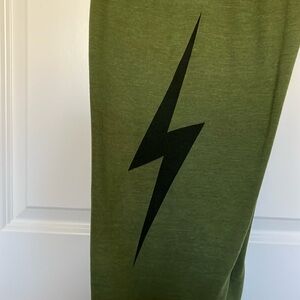 RARE Aviator Nation Bolt Sweatpants (Women’s Large) - Green, Black Bolt